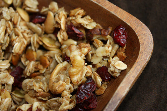 Photo: by Rocket City Rachel - Piper & Leaf's Pumpkin Moonshine tea-glazed oats with cranberries, pumpkin seeds, and walnuts make the best granola recipe for a crisp Fall treat.