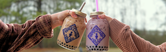 two jars of Piper and Leaf Iced boba tea