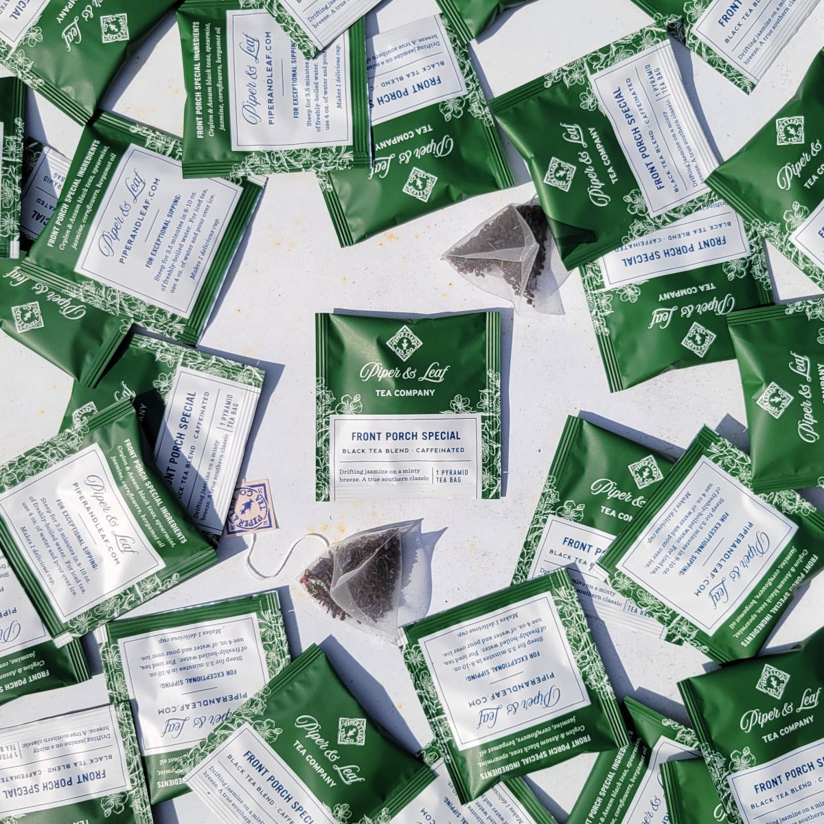 Front Porch Special Individually wrapped tea bags askew