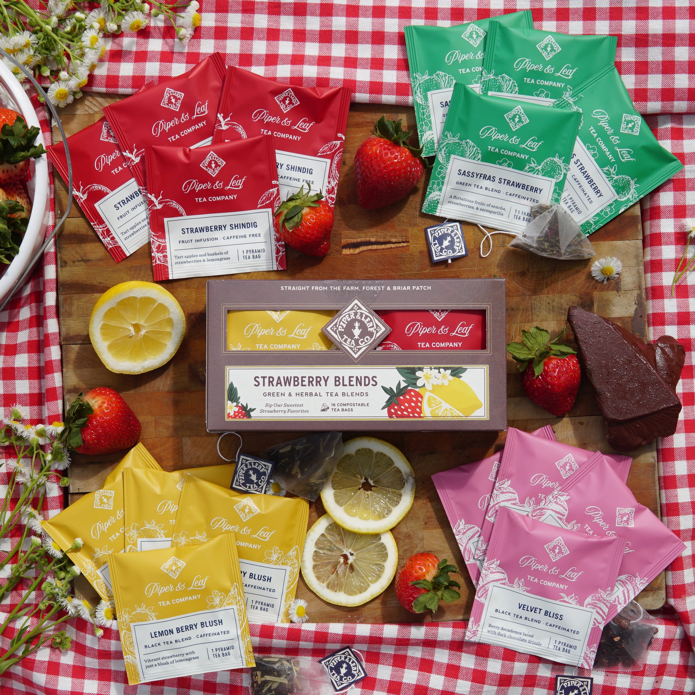 Strawberry Blends Sampler - Box of 16 Tea Bags – Piper and Leaf
