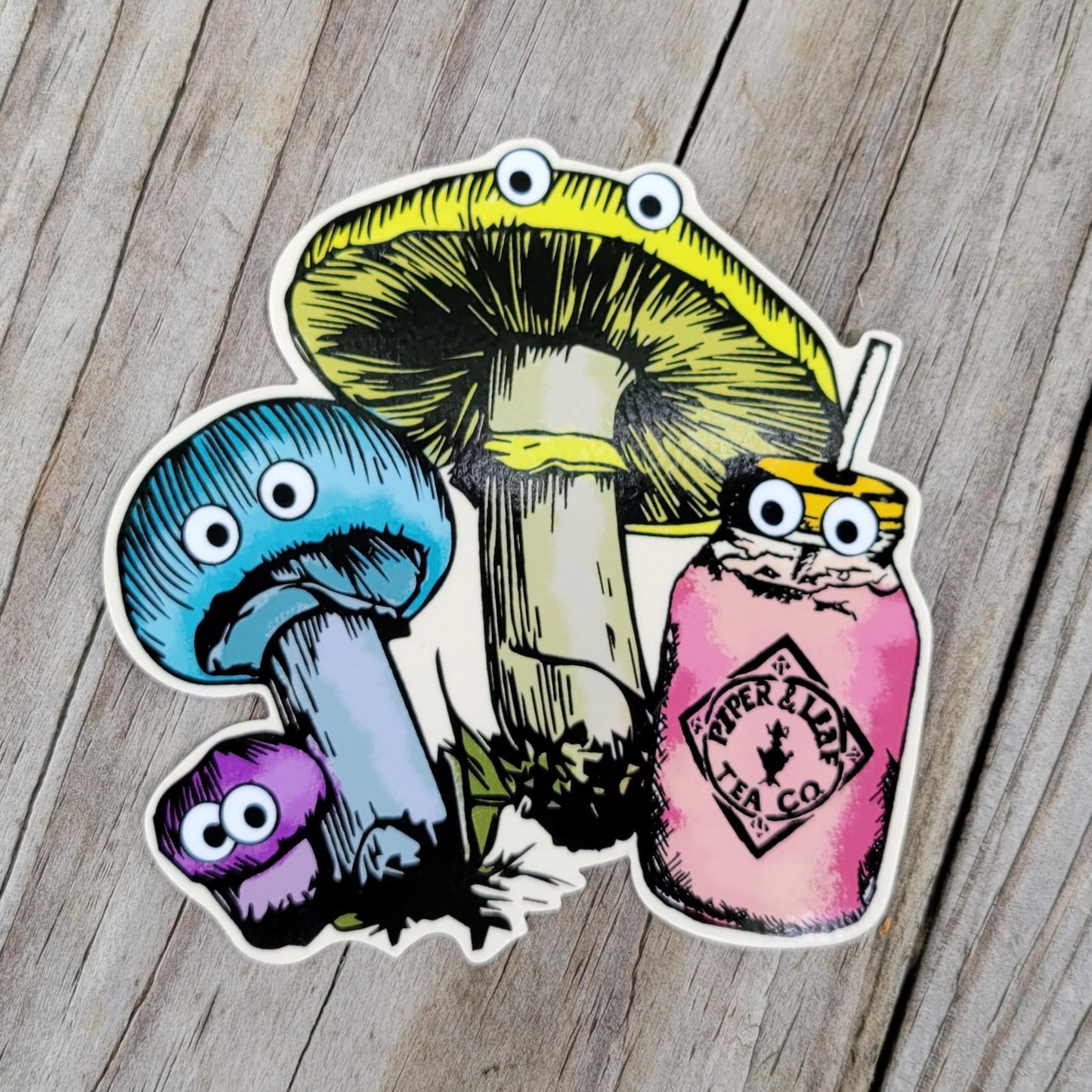 fungi(s) sticker on a picnic table