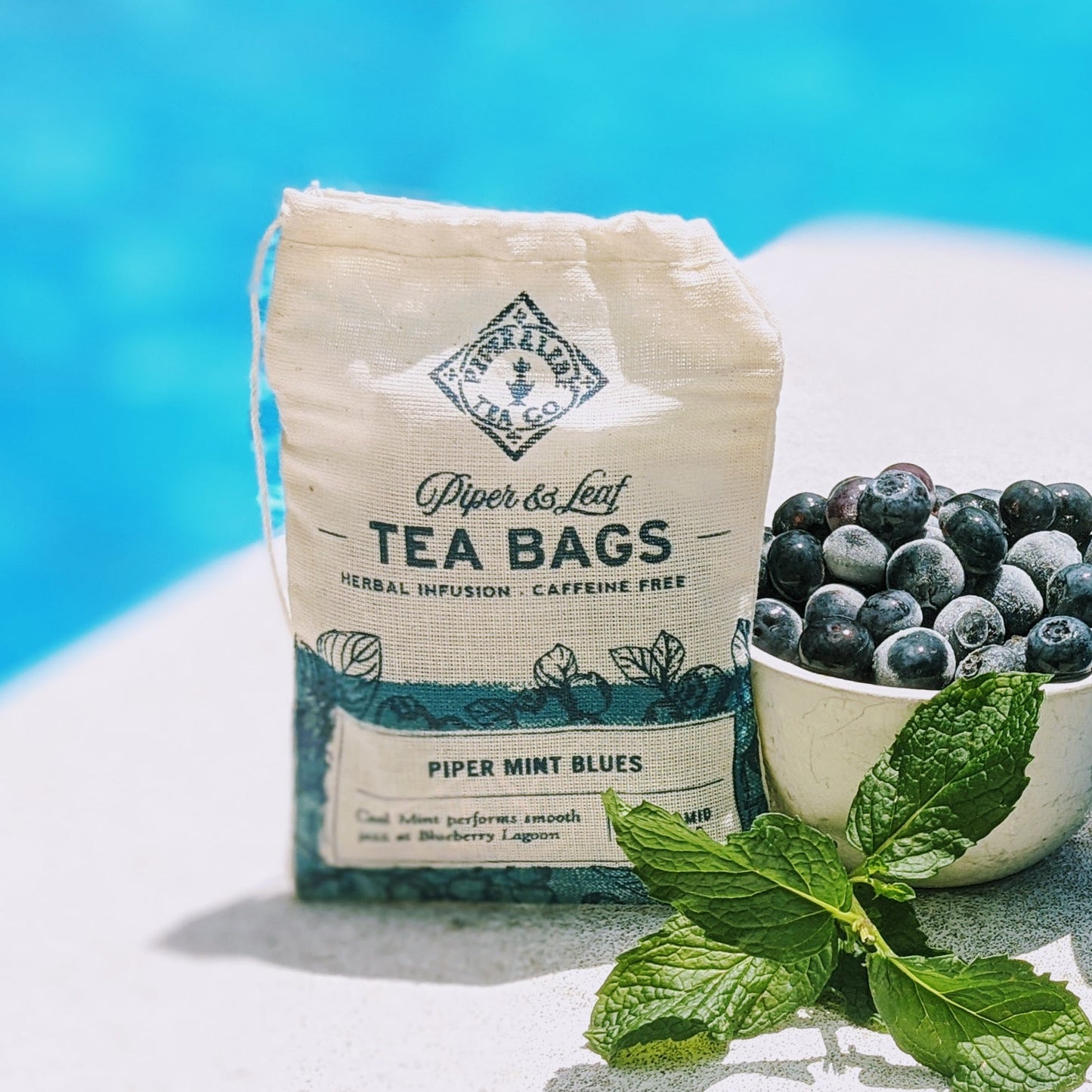 Piper Mint Blues muslin of Tea Bags