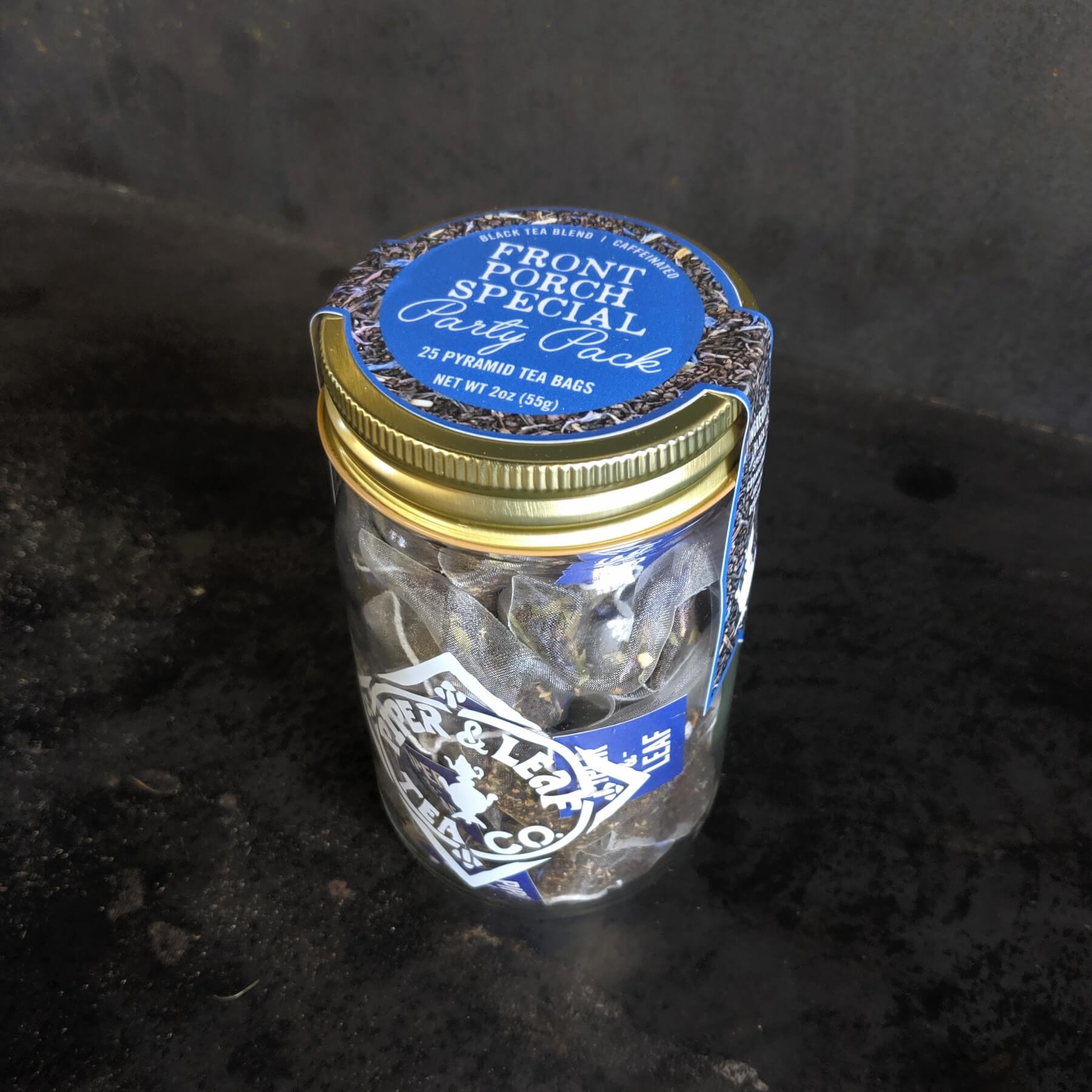 A party pack of Front Porch Special - 25 pyramid tea bags