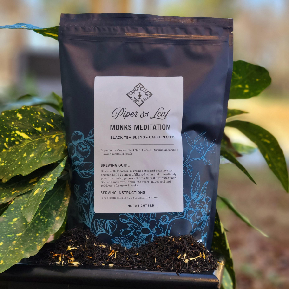 Our one pound bag of loose leaf Monks Meditation tea blend