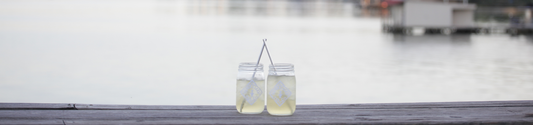 two jars of iced springdrop spritzer Piper and Leaf green tea