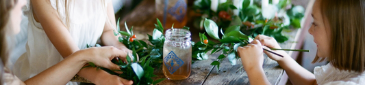 a jar of seasonal iced piper and leaf tea on a table