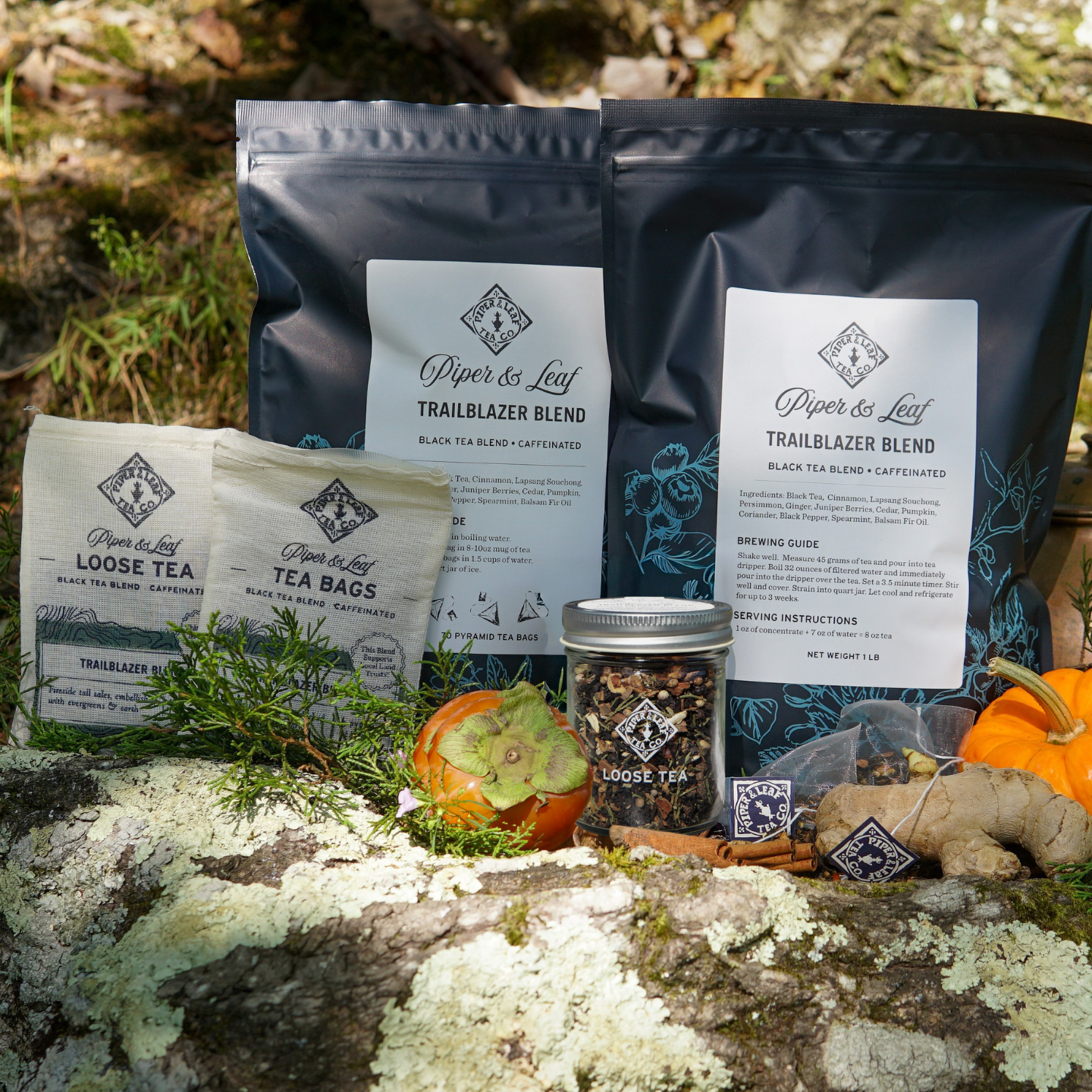 A bag of loose tea spilled on a circular map-patterned surface.