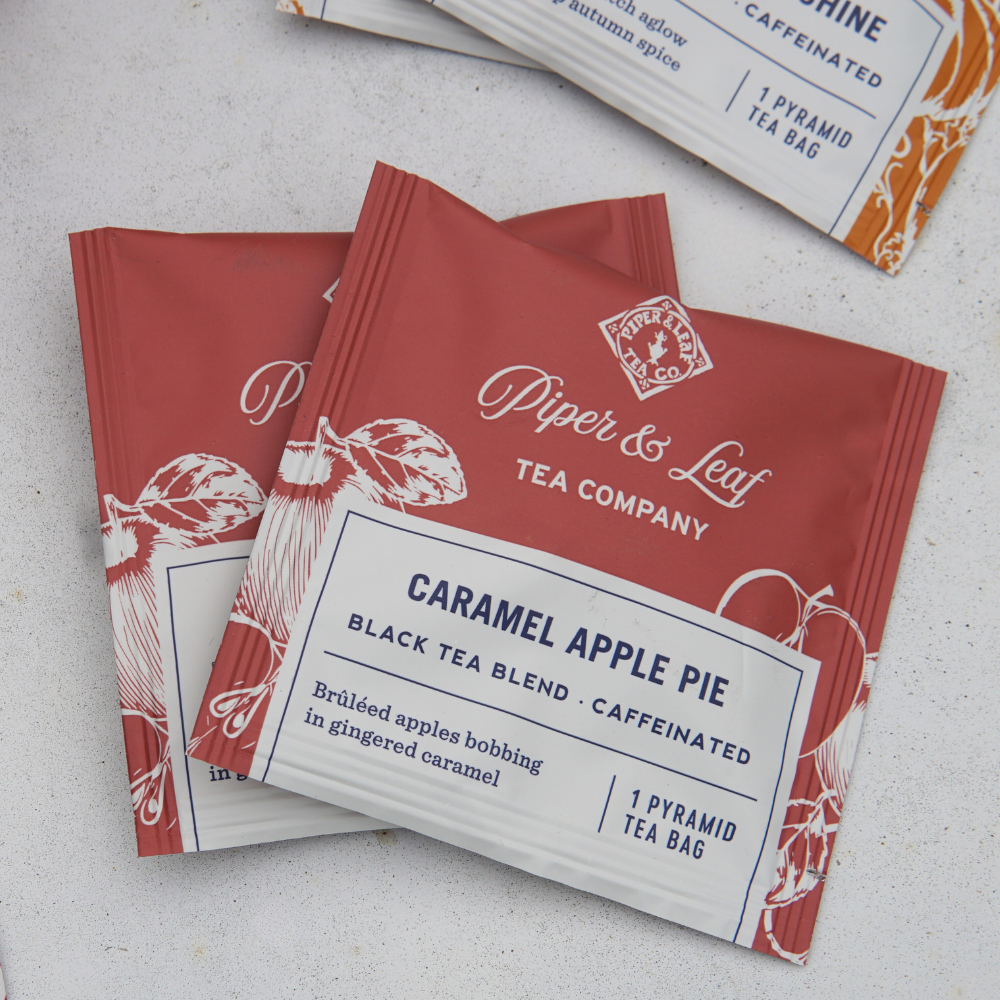 Piper & Leaf's Caramel Apple Pie individually wrapped tea bags