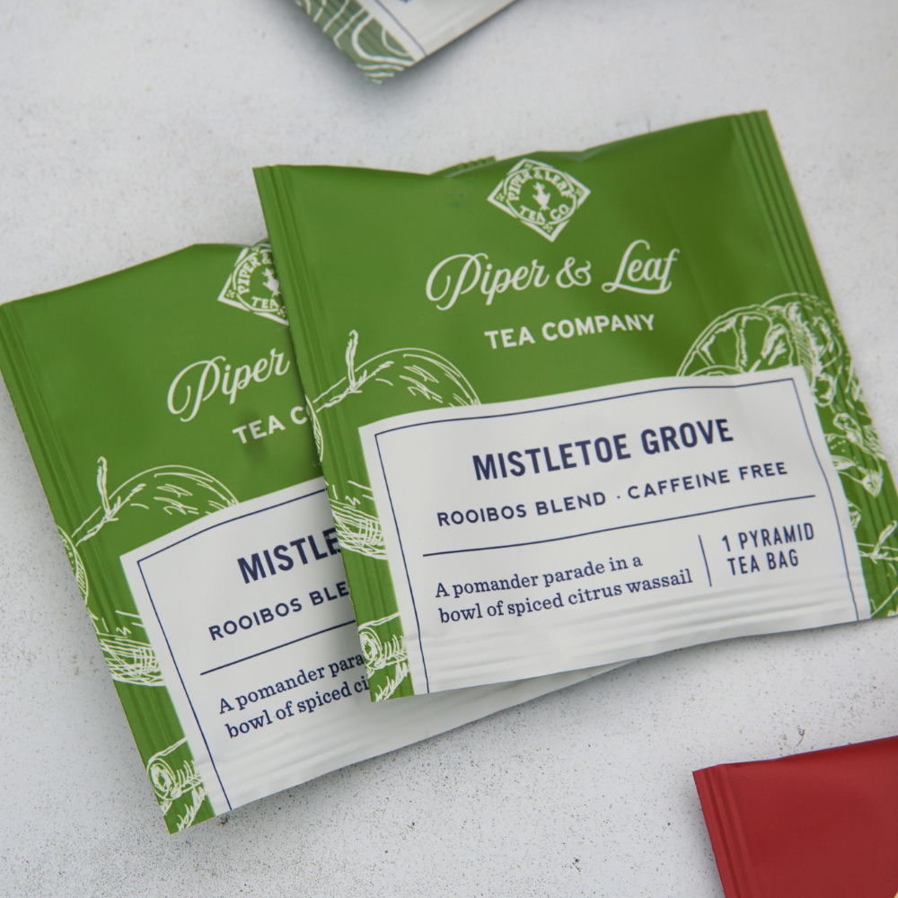 Piper & Leaf's Mistletoe Grove individually wrapped tea bags