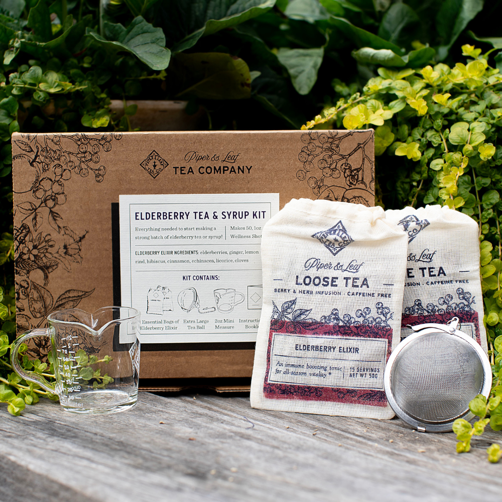 Piper and Leaf Tea Co.'s Elderberry Syrup Starter Brewing Kit for home.