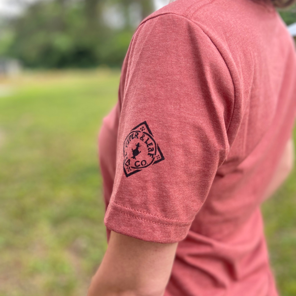 a close up of our diamond logo screen-printed on the left sleeve