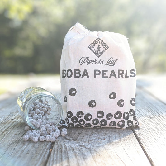 A bag of boba pearls for making bubble tea