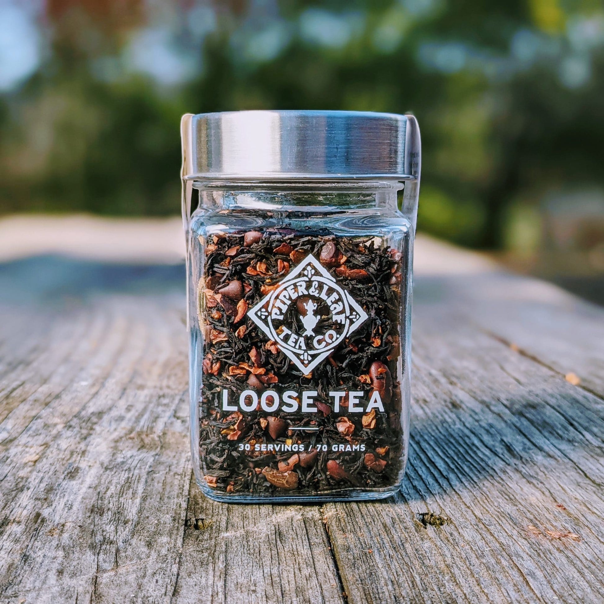 Chocola-Tea glass jar of loose leaf