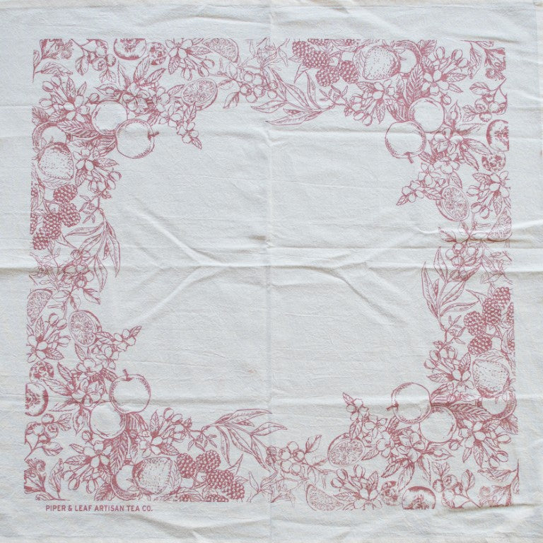 Full view of design of the Garden Tea Party Tea Towel in Pink Rose 