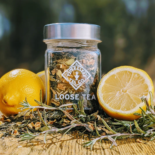 A Springdrop Spritzer Glass Jar of Loose Leaf Tea - 30 Servings by Piper & Leaf Tea Co. with refreshing taste.