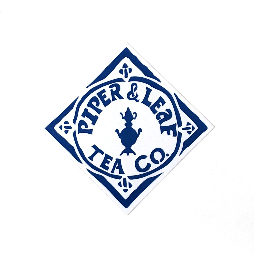 A Piper & Leaf Tea Co. blue logo sticker