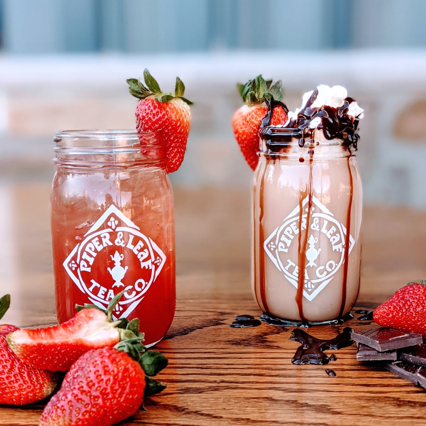 Two pint jars of our favorite Valentine's Day drink recipes, both made with Velvet Bliss tea