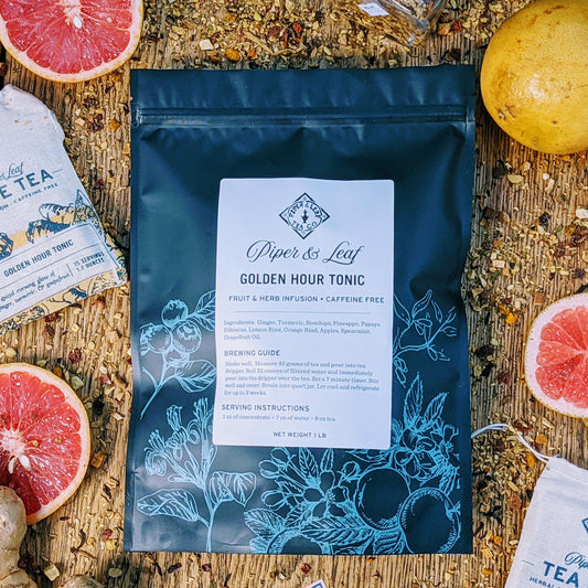 A Golden Hour Tonic Pound Bag - 190 servings of green tea with grapefruits from Piper & Leaf Tea Co.